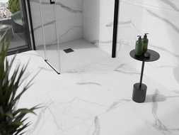 Mexen Stone+ kompozitový čtvercový sprchový kout 70 x 70 cm, bílý, černý kryt - 44107070-B