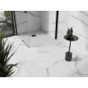 Mexen Stone+ štvorcová kompozitná sprchová vanička 80 x 80 cm, biela, čierna krytka - 44108080-B