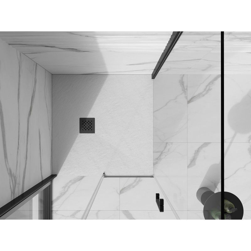 Mexen Stone+ kompozitová štvorcová vanička 90 x 90 cm, biela, čierny kryt - 44109090-B