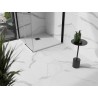 Mexen Stone+ štvorcová kompozitná sprchová vanička 100 x 100 cm, biela, čierny kryt - 44101010-B