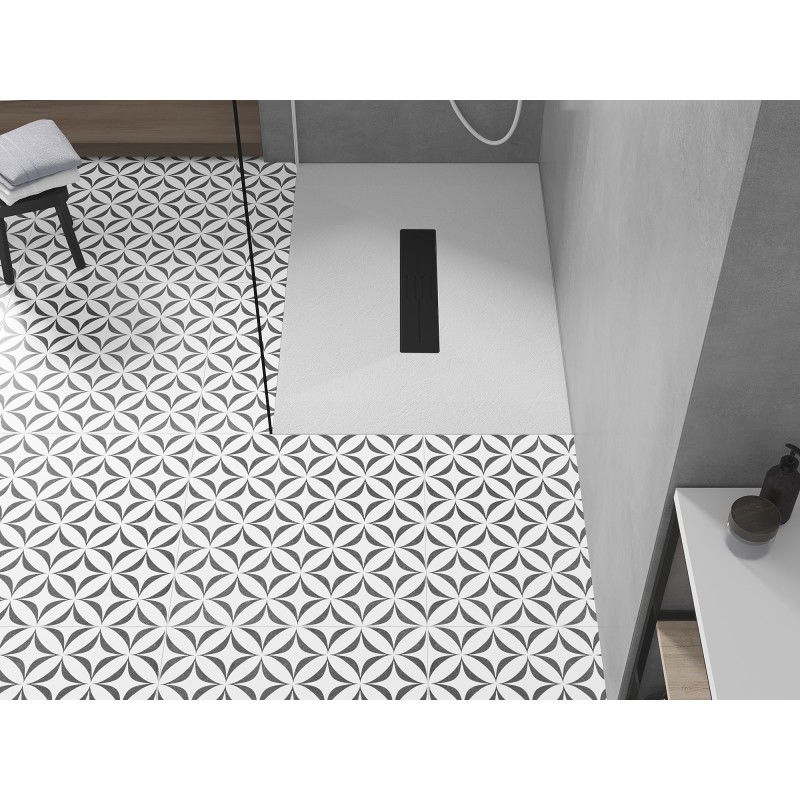 Mexen Toro obdĺžniková sprchová vanička SMC 120 x 70 cm, biela, krytka čierna - 43107012-B