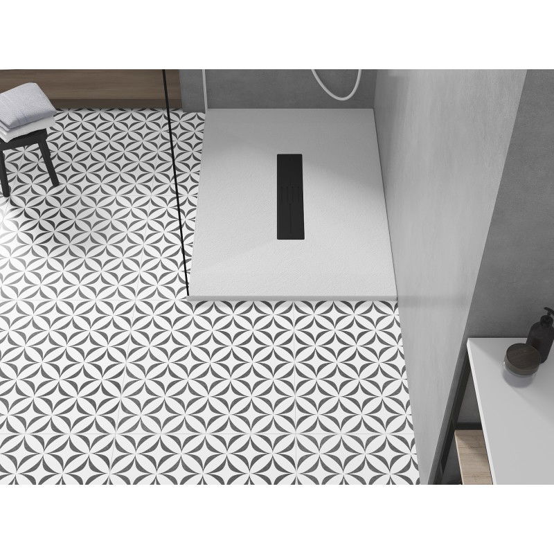 Mexen Toro obdĺžniková sprchová vanička SMC 120 x 80 cm, biela, čierna krytka - 43108012-B