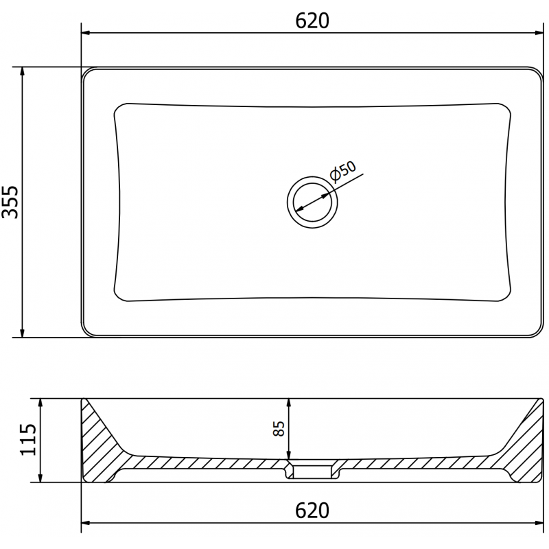 Mexen Nadia umývadlo na doske 62 x 35 cm, biela - 21616000