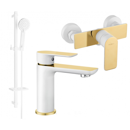 Mexen Alfa DQ40 sprchový set, biely/zlatý - 745704DQ40-25