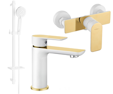 Mexen Alfa DQ40 sprchový set, biely/zlatý - 745704DQ40-25