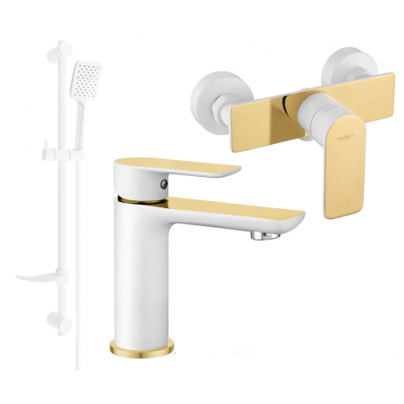 Mexen Alfa DF62 sprchová sada, biela/zlatá - 745704DF62-25