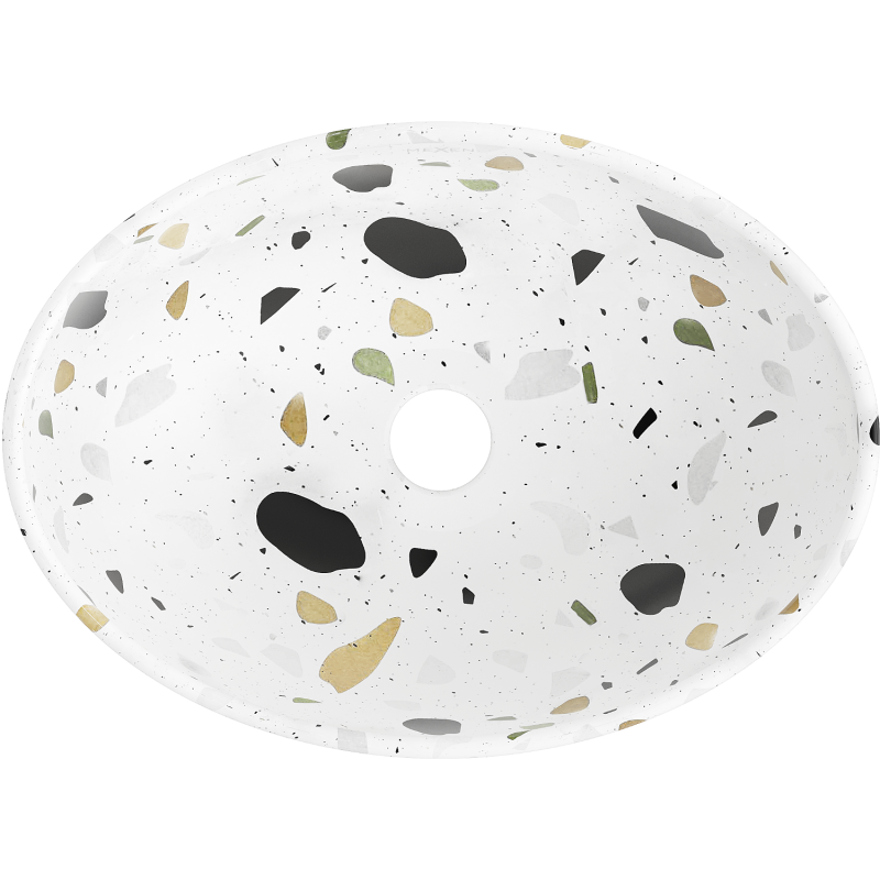 Mexen Elza umývadlo na dosku 40 x 33 cm, biely kameň terrazo - 21014083