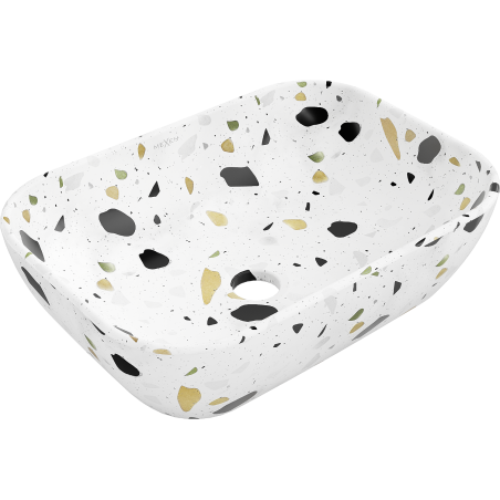 Mexen Rita umývadlo na dosku 45 x 32 cm, biely kameň terrazo - 21084587