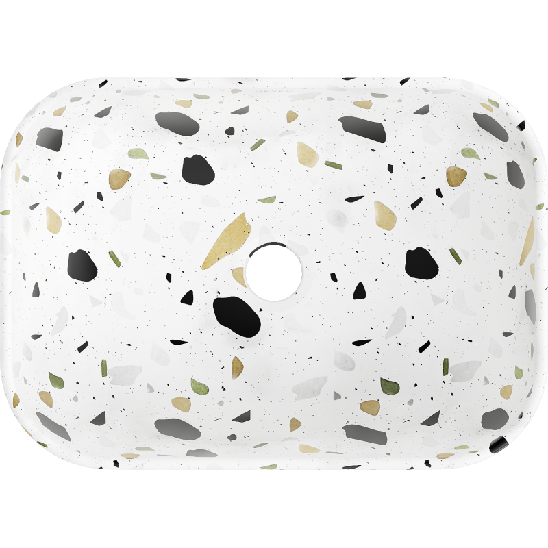 Mexen Rita umývadlo na dosku 45 x 32 cm, biely kameň terrazo - 21084587