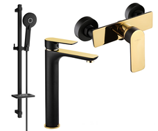 Mexen Alfa DQ40 sprchová sada, čierna/zlatá - 745714DQ40-75