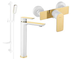 Mexen Alfa DF49 sprchová sada, biela/zlatá - 745714DF49-25