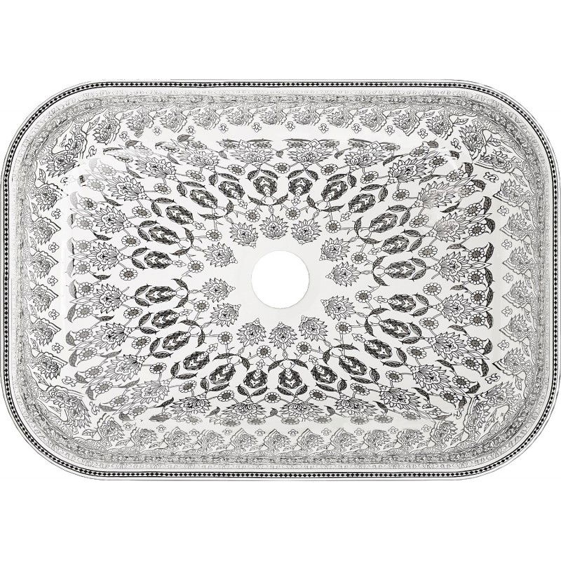 Mexen Rita umývadlo na dosku 45 x 32 cm, biela/čierny vzor - 21084586