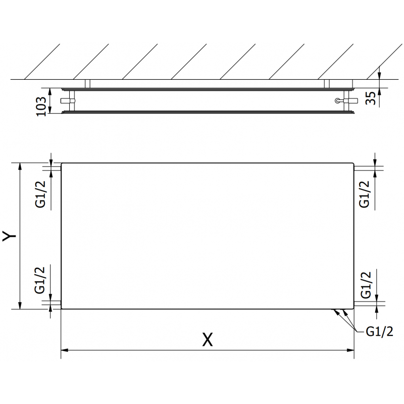 Mexen CVHF20 Hygiene Flat doskový radiátor 400 x 600 mm, spodné pripojenie, 431 W, biely - W620HF-040-060-00