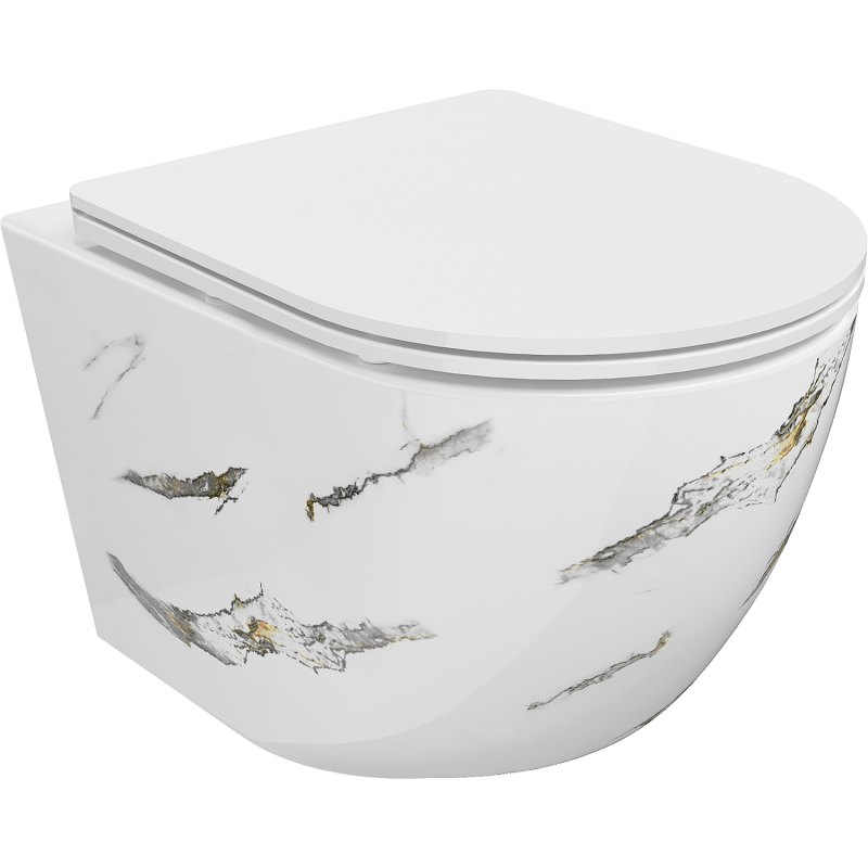 Mexen Lena WC misa Rimless s pomaly zatvárajúcou sedacou doskou slim, duroplast, biely kameň - 30224091