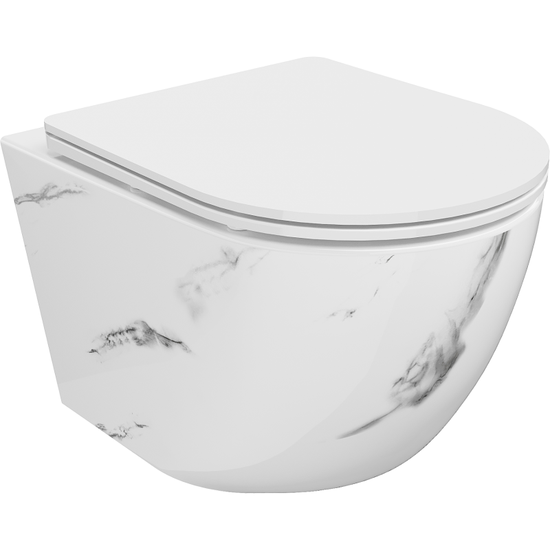 Mexen Lena WC miska Rimless s pomaly sa sklápajúcim sedadlom slim, duroplast, biely kameň - 30224092
