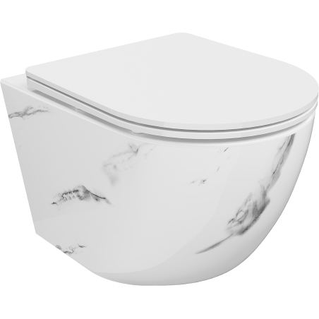 Mexen Lena WC miska Rimless s pomaly sa sklápajúcim sedadlom slim, duroplast, biely kameň - 30224092