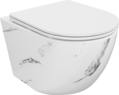 Mexen Lena WC miska Rimless s pomaly sa sklápajúcim sedadlom slim, duroplast, biely kameň - 30224092