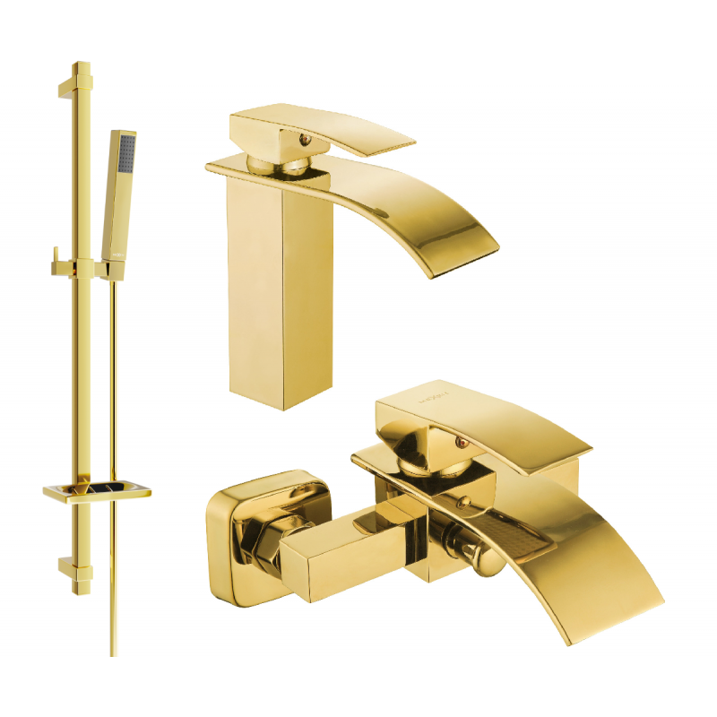 Mexen Aries DQ77 kúpeľňový set, zlatý - 744803DQ77-50