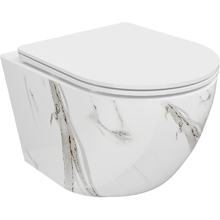Mexen Lena miska WC Rimless s pomaly zasúvaniou slim sedákom, duroplast, biely kameň - 30224094