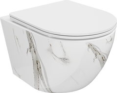 Mexen Lena miska WC Rimless s pomaly zasúvaniou slim sedákom, duroplast, biely kameň - 30224094