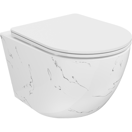 Mexen Lena WC misa Rimless s pomaly zatvárajúcim sa tenkým sedadlom, duroplast, biely kameň - 30224093