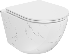 Mexen Lena WC misa Rimless s pomaly zatvárajúcim sa tenkým sedadlom, duroplast, biely kameň - 30224093