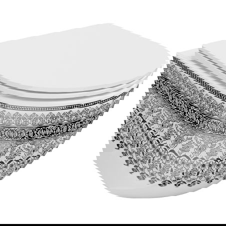 Mexen Lena WC misa Rimless s doskou so spomaleným zatváraním slim, duroplast, biela/čierny vzor - 30224095