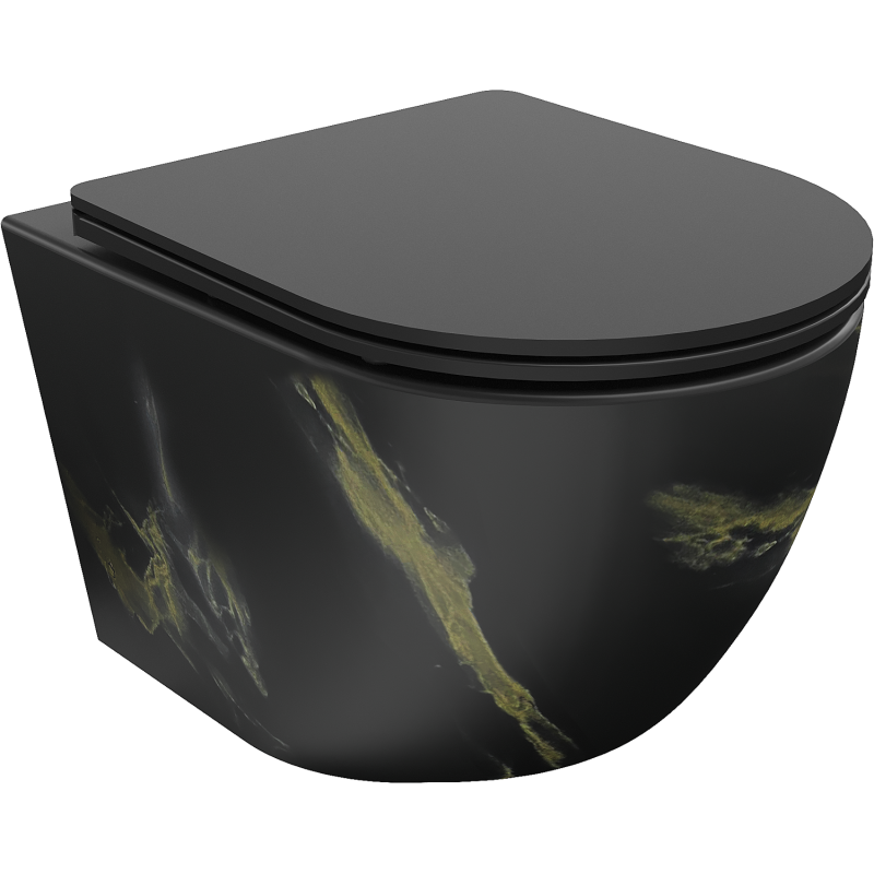 Mexen Lena WC misa Rimless s doskou so spomaleným sklopením slim, duroplast, čierny kameň - 30224098