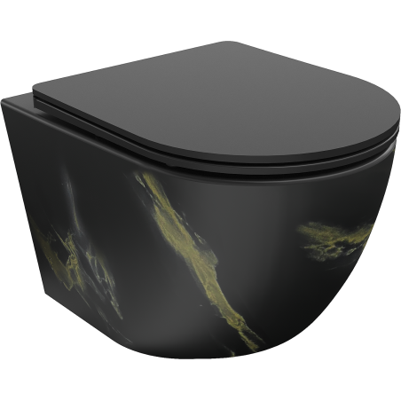 Mexen Lena WC misa Rimless s doskou so spomaleným sklopením slim, duroplast, čierny kameň - 30224098
