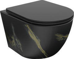 Mexen Lena WC misa Rimless s doskou so spomaleným sklopením slim, duroplast, čierny kameň - 30224098
