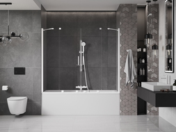 Mexen Velar Duo vaňová zástena 2-krídlová posuvná 190 x 150 cm, priehľadná, biela - 896-190-000-02-20