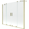 Mexen Velar Duo dvojkrídlový posuvný sprchový záves 190 x 150 cm, transparentný, zlatý kefovaný - 896-190-000-02-55