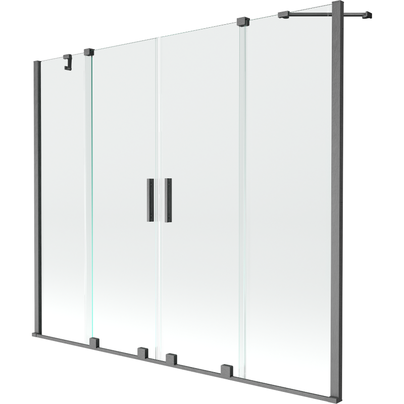 Mexen Velar Duo 2-skladací vaňový záves, zasúvací 190 x 150 cm, transparentný, brúsený gun gray - 896-190-000-02-66