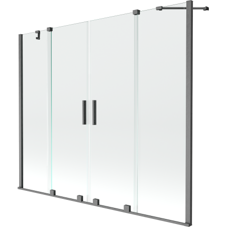 Mexen Velar Duo 2-skladací vaňový záves, zasúvací 190 x 150 cm, transparentný, brúsený gun gray - 896-190-000-02-66