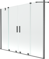 Mexen Velar Duo 2-skladací vaňový záves, zasúvací 190 x 150 cm, transparentný, brúsený gun gray - 896-190-000-02-66