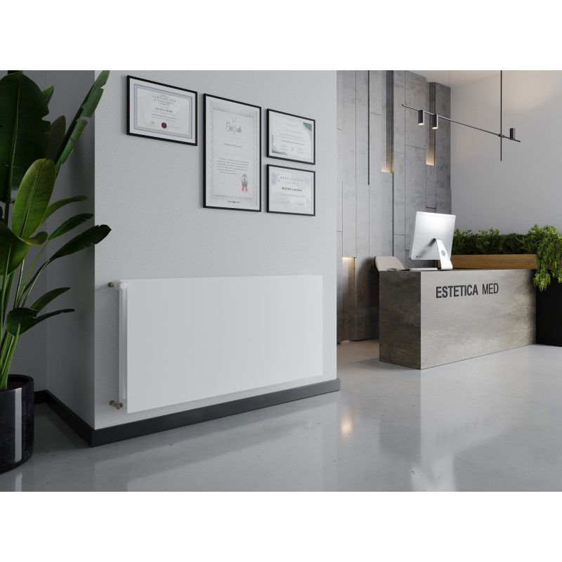 Mexen CHF20 Hygienický plochý radiátor 400 x 1400 mm, bočné pripojenie, 1007 W, biely - W420HF-040-140-00