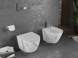 Mexen Lena WC misa Rimless s pomaly uzatvárateľným sedadlom slim, duroplast, biely kameň - 30224094