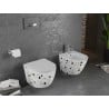 Mexen Lena WC misa Rimless so spomaleným zatváraním slim, duroplast, biely kameň terrazzo - 30224096