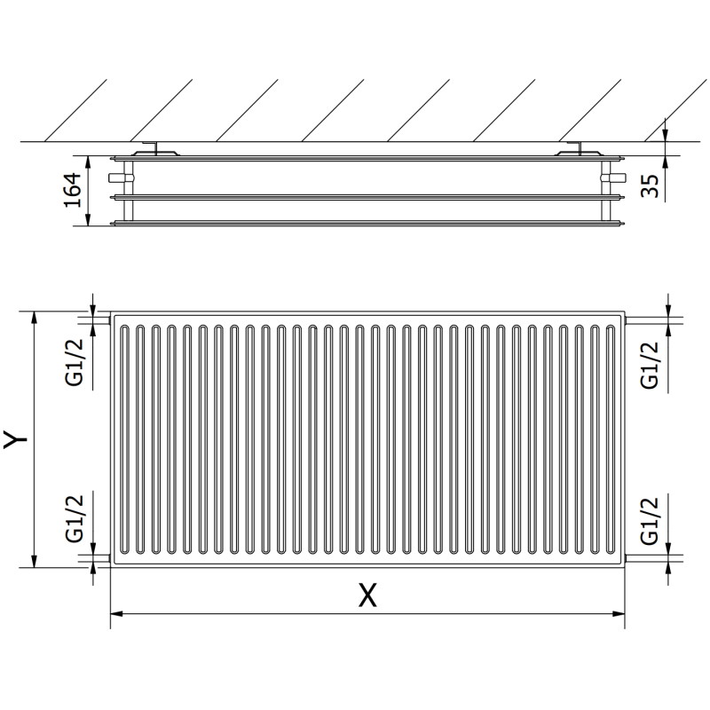 Mexen CH30 Hygienický doskový radiátor 300 x 400 mm, bočné pripojenie, 349 W, antracit - W430H-030-040-66