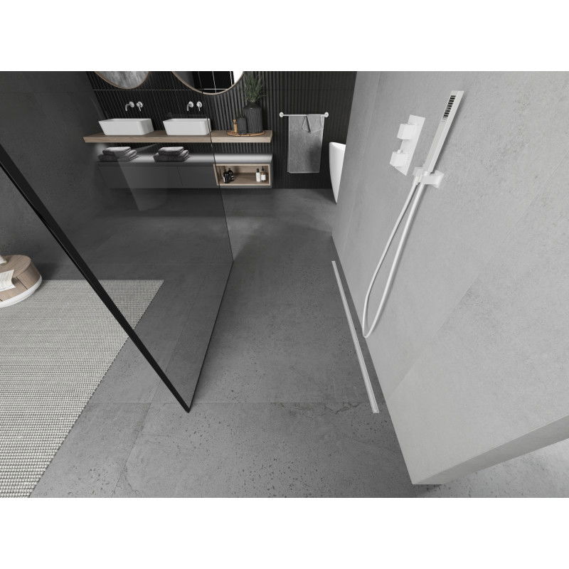 Mexen Kioto samostatne stojaca sprchová stena 150 x 200 cm, čierny rám 8 mm, biela - 800-150-002-20-70