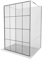 Mexen Kioto voľne stojaca sprchová stena 130 x 200 cm, transparentnéné/čierny vzor 8 mm, chrómová - 800-130-002-01-77