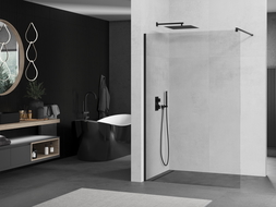 Mexen Kioto sprchová stena Walk-in 105 x 200 cm, transparentné 8 mm, čierna - 800-105-101-70-00