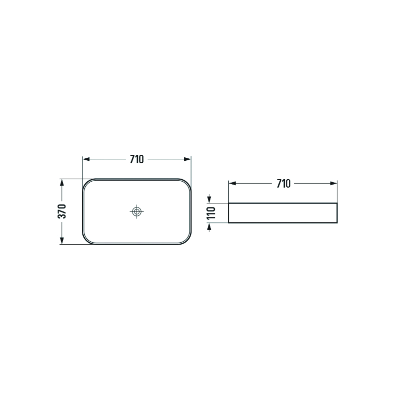 Mexen Vena umývadlo na dosku 71 x 37 cm, čierna mat - 22196085