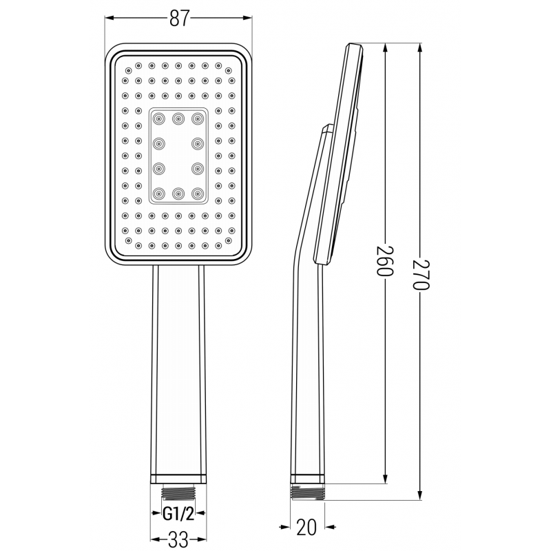 Mexen R-54 jednofunkčná sprchová hlavica, biela/chróm - 79554-21