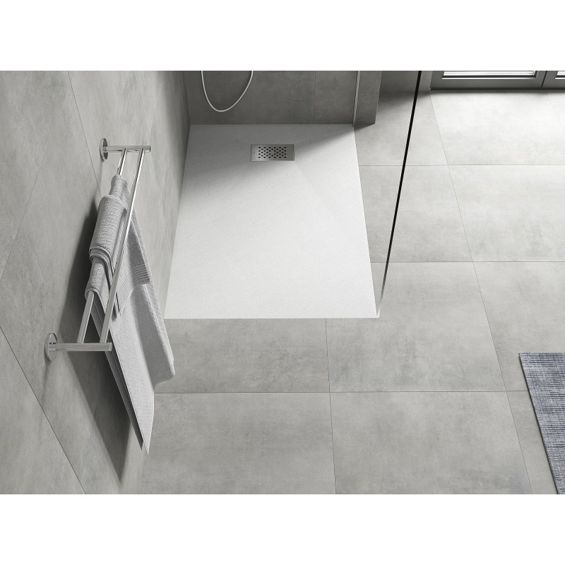 Mexen Hugo rektangulárna sprchová vanička SMC 110 x 70 cm, biela, krytka inox - 42107011-X