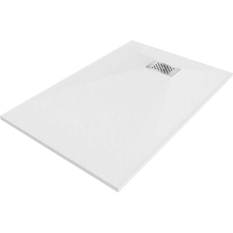 Mexen Hugo rektangulárna sprchová vanička SMC 110 x 70 cm, biela, krytka inox - 42107011-X