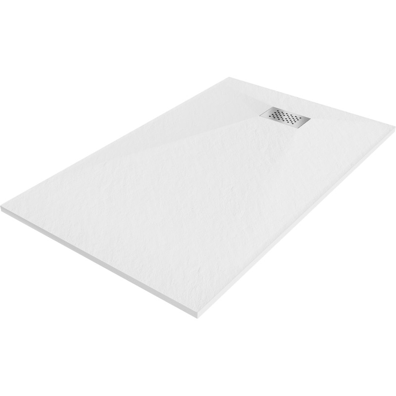 Mexen Hugo rektangulárna sprchová vanička SMC 150 x 70 cm, biela, krytka z inoxu - 42107015-X