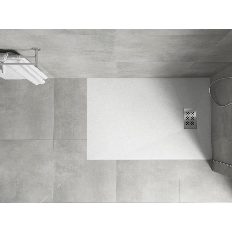 Mexen Hugo obdĺžniková vanička SMC 130 x 80 cm, biela, kryt inox - 42108013-X