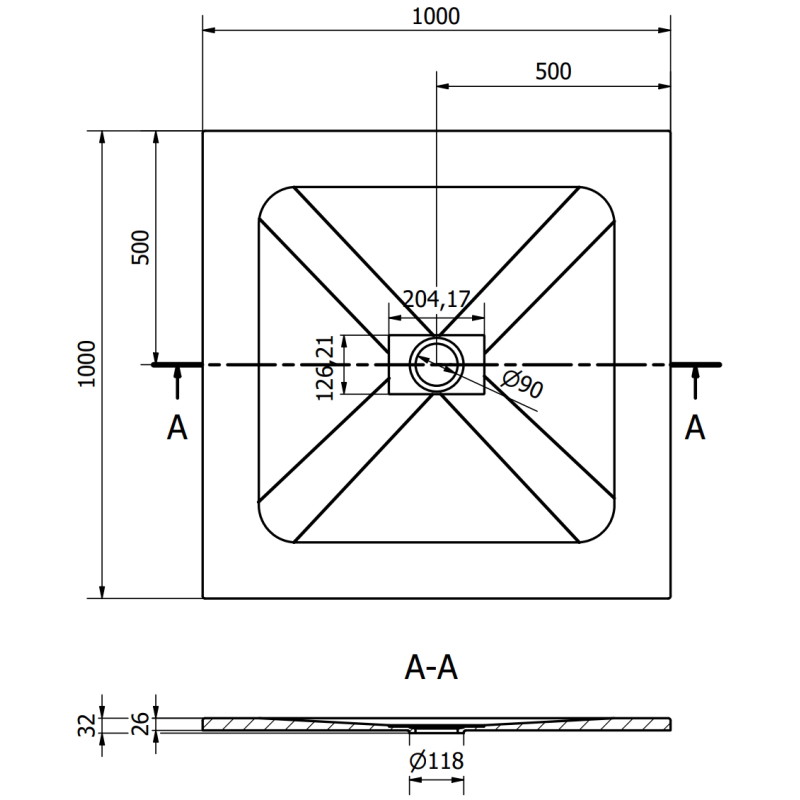 Mexen Hugo štvorcový sprchový kút SMC 100 x 100 cm, biely, krytka inox - 42101010-X