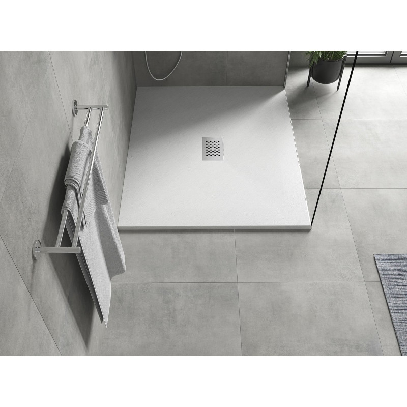 Mexen Hugo obdĺžniková sprchová vanička SMC 130 x 100 cm, biela, krytka inox - 42101013-X
